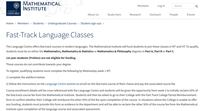 Maths form screenshot Screenshot of enrolment form on Maths website