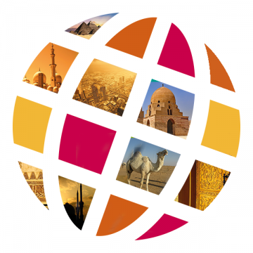 Language Center logo with Middle East scenes