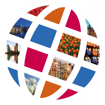 Language Center logo with Dutch scenes