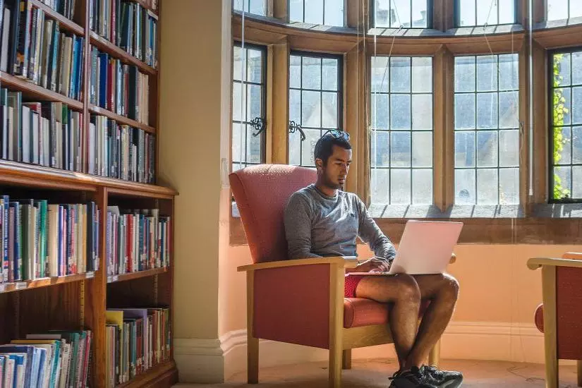 Student studying in college